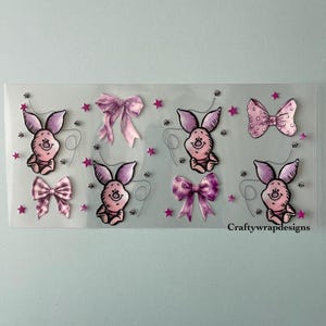 UV DTF Piglet Cup Wrap: Winnie the Pooh Characters, uvdtf stickers for cups, permanent stickers