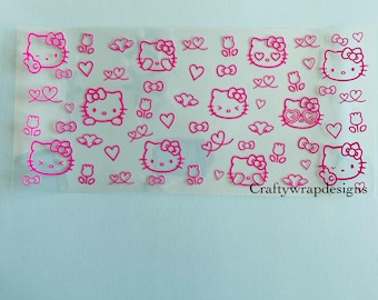 UV DTF Kitty Cup Wrap: uvdtf  stickers for cups and tumblers, permanent stickers