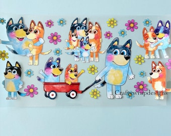 Bluey UV DTF Cup Wrap, uvdtf stickers for cups and tumblers