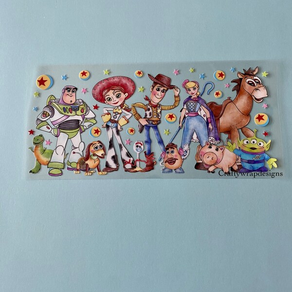 uv dtf Toy Story cup wrap, uv dtf sticker, uv dtf ready to ship physical decal, woody uvdtf wraps, car decals