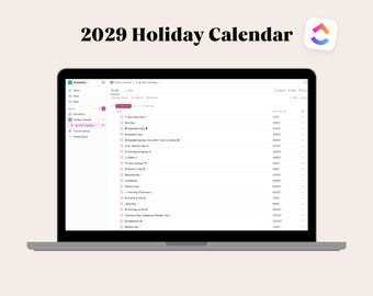 2029 ClickUp Holiday Calendar