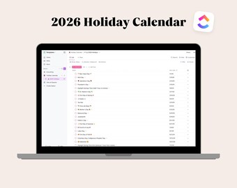 2026 ClickUp Holiday Calendar