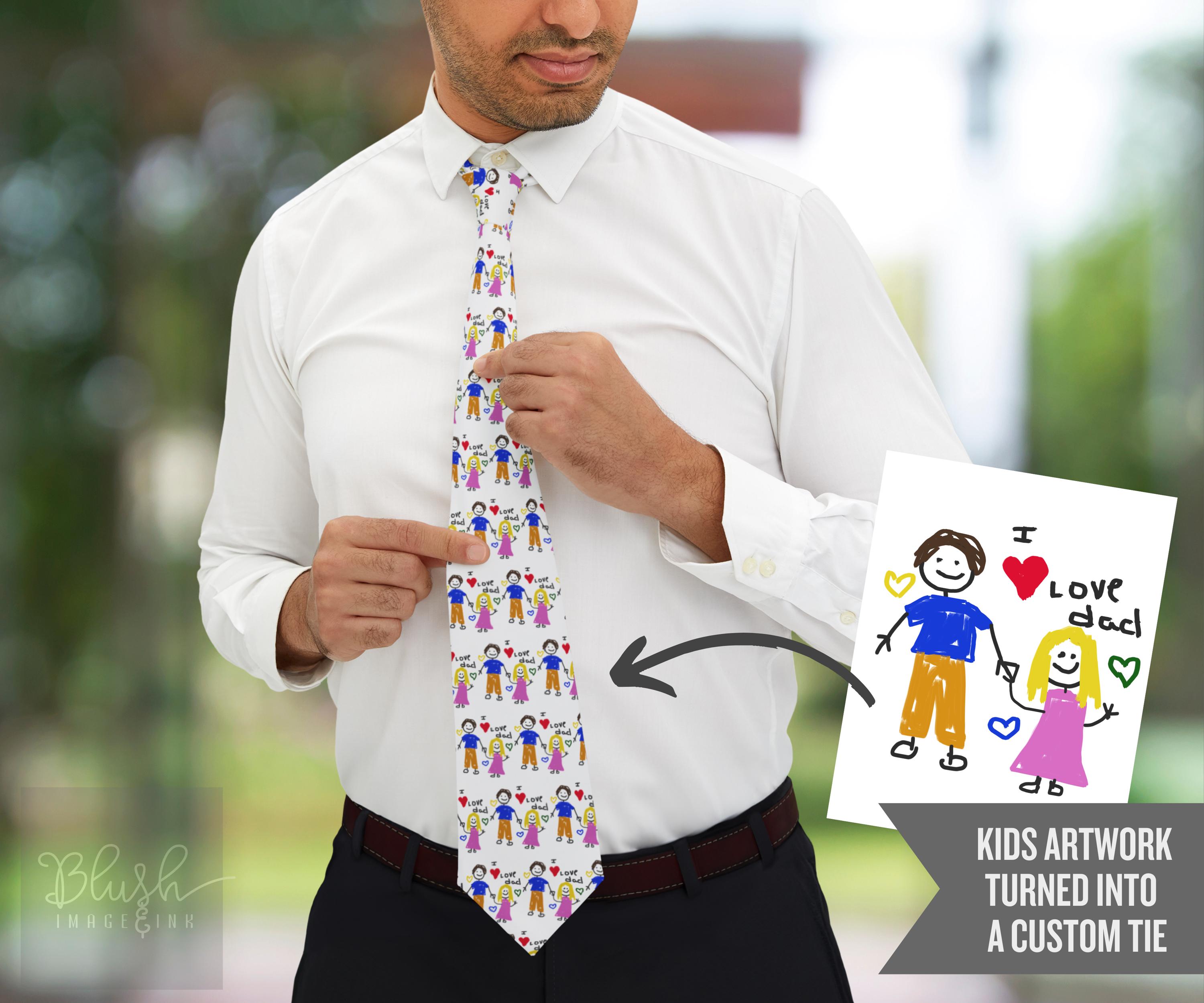 Men's custom tie Christmas gift for Dad necktie gift for grandpa tie personalized xmas gift daddy present custom artwork gift dad from kids