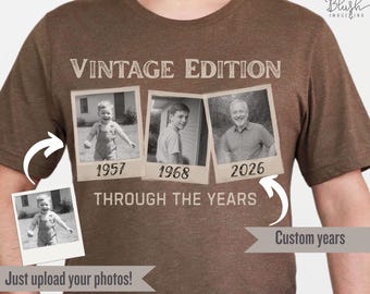 Men’s Custom Vintage Shirt Personalized Photo Tee for Dad gift for Grandpa Husband Birthday or Father’s Day Gift Idea dad Christmas gift tee