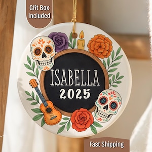 Dia de los Muertos Ornament Holiday Sugar Skull Gifts Day of the Dead Christmas Ornament keepsake Personalized Bauble mexican heritage gifts