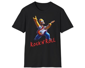 maglia Homer Simpson cantante rock - musica rock -  tshirt con chitarra alto volume