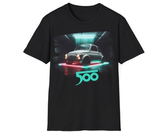 fiat 500 abarth vintage shirt - retro style italian car t-shirt with a modern twist and eye-catching neon