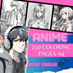 Anime manga libro da colorare per bambini e adulti - 150 pagine in A4 pronte da stampare e colorare con creatività e fantasia