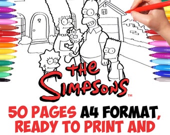 the simpsons libro da colorare per bambini - 50 pagine in A4 pronte da stampare e colorare con creatività e fantasia