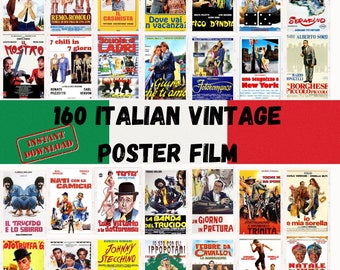 Italian cinema Poster, Vintage film Poster, Aesthetic Wall Collage Kit - Digital Item 160 PDF - A4 format Instant download