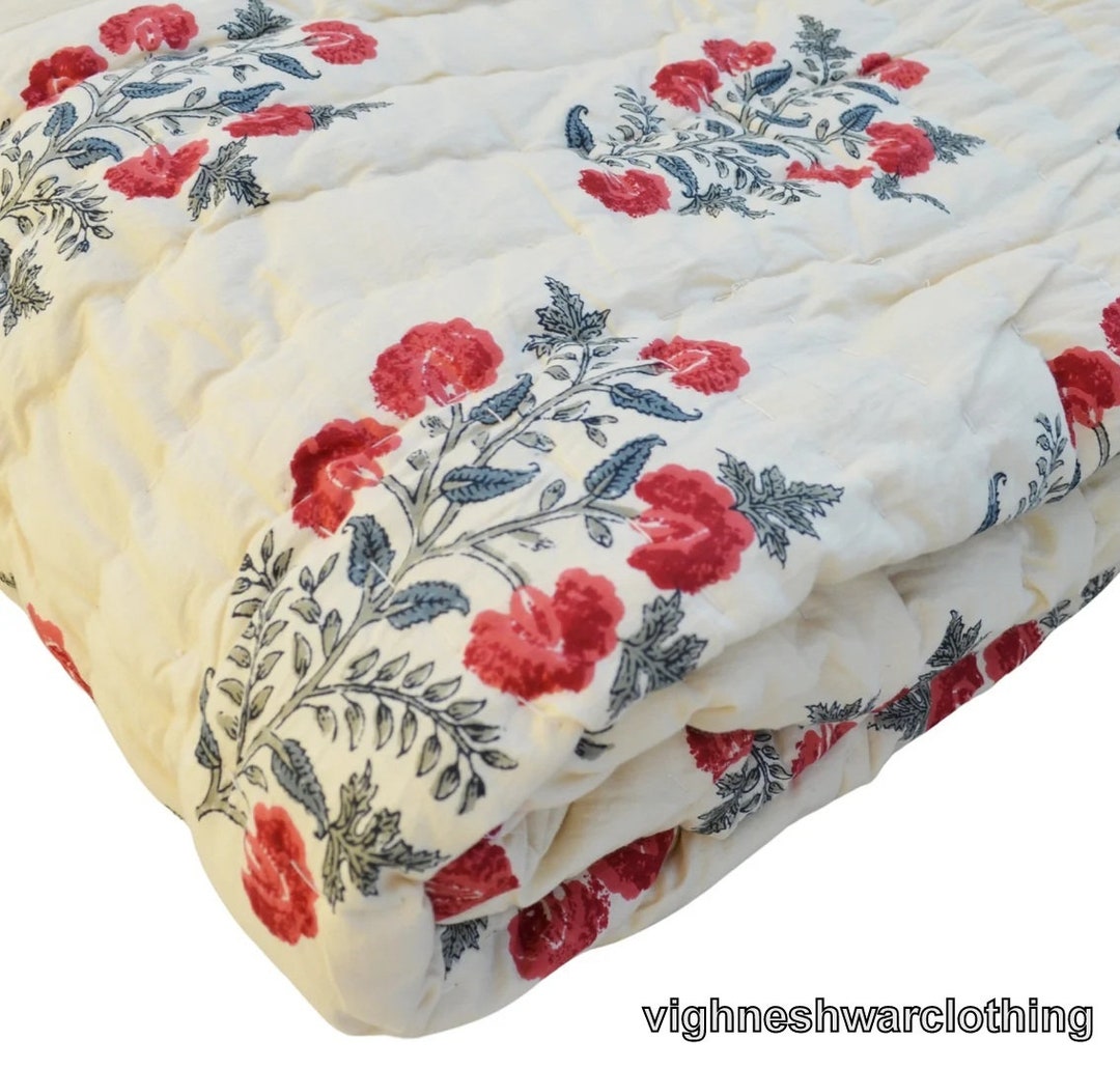 Cotton Razai Block Print Razai Indian Handmade Jaipuri Razai - Etsy