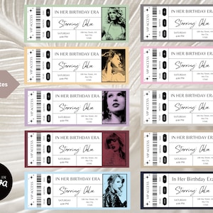 10 Editable Ticket Stub Invitations Digital Template Swift In Her Birthday Era Invites for Birthday Party Edit In Canva For Free
