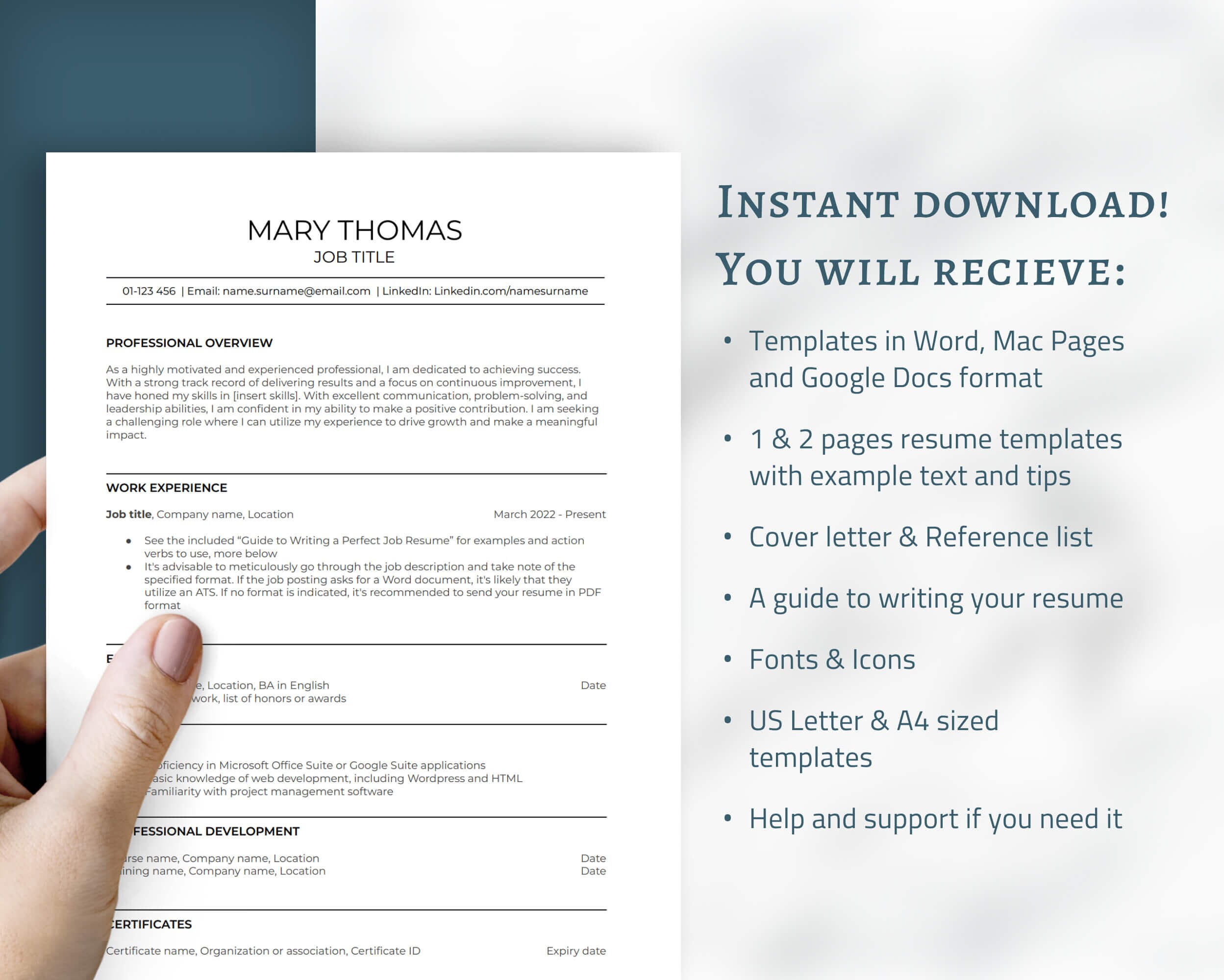 Ats Reference Guide BEST MINIMALIST Ats-friendly Resume Template. Templates in Word, Google ...