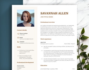 Stylish Resume Template with Cover Letter (Word, Google Docs, Pages)