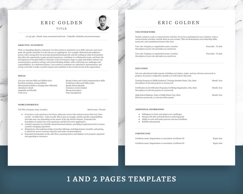 STUDENT Resume Template for INTERNSHIP, a First Job, High School ...