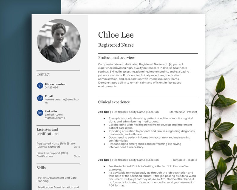 Usrn Cv Example RN - REGISTERED NURSE Resume Template. Example Text and Sections ...