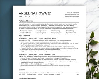 ATS Resume Template, Minimalist Design (Word, Google Docs, Pages)