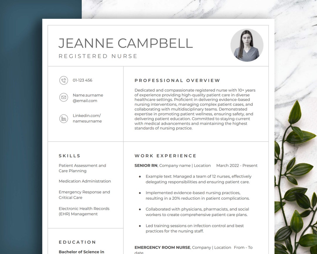 Usrn Cv Example RN Resume Templates for Nurse / Registered Nurse. Google Docs, Word ...
