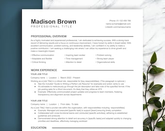 ATS-Friendly Resume Template, Cover Letter, References (Digital Download)
