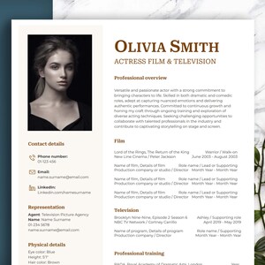 Może przedstawiać: Curriculum vitae Olivii Smith, aktorki filmowej i telewizyjnej. Zawiera jej dane kontaktowe, reprezentację, dane fizyczne, przegląd zawodowy, role filmowe i telewizyjne oraz szkolenie zawodowe.