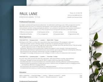 Modern Resume Template, CV Design for Word, Pages, Google Docs (Digital Download)