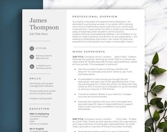 2-Column Resume Template, Cover Letter, CV (Word, Google Docs, Pages)