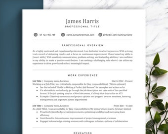 Modern Resume Template, Cover Letter, References (Digital Download)