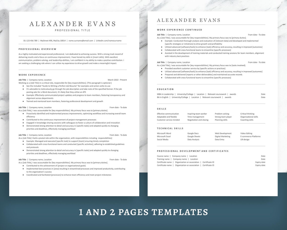 MODERN CLEAN Ats-friendly Resume Template in Microsoft Word, Google ...