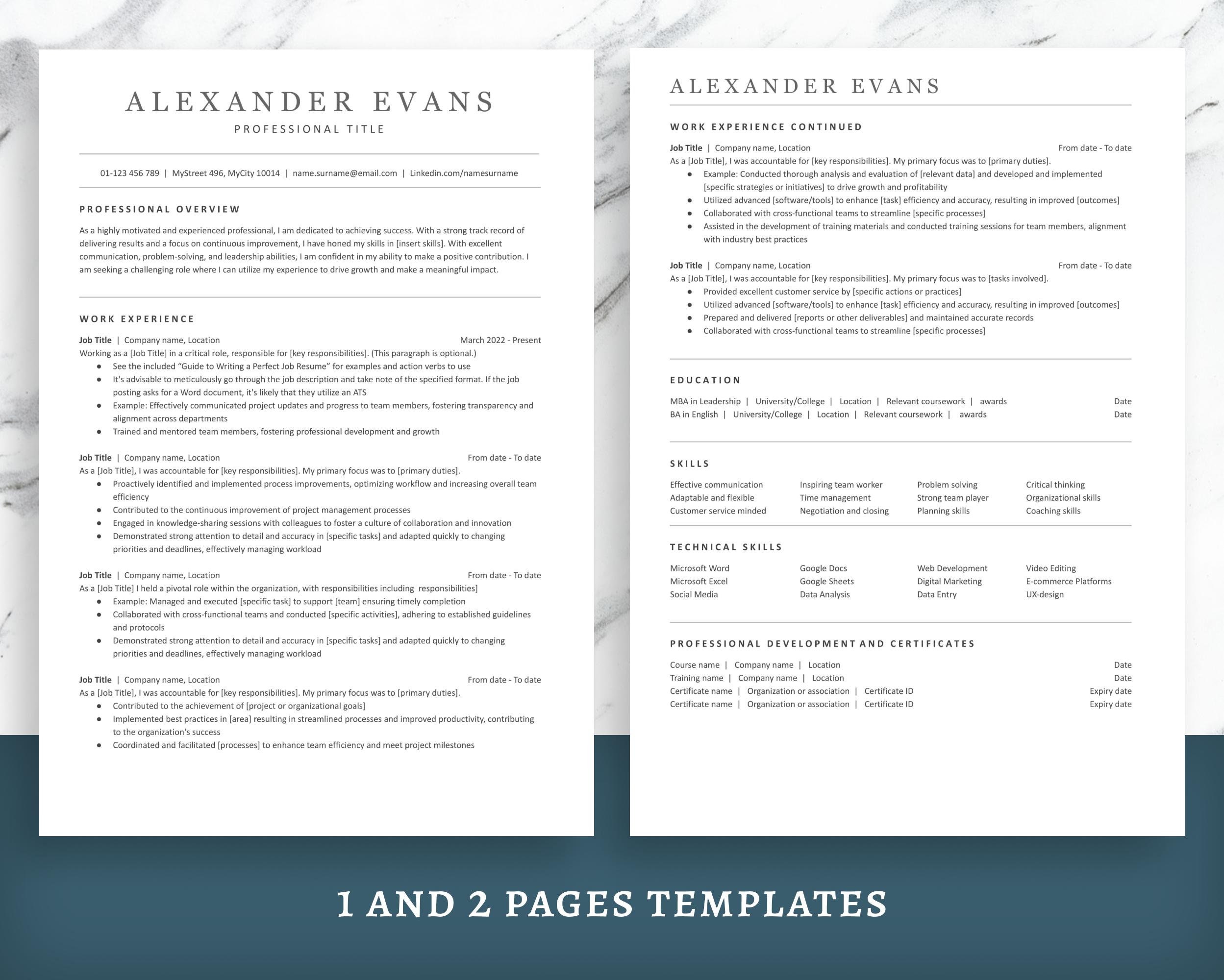 MODERN CLEAN Ats-friendly Resume Template in Microsoft Word, Google ...
