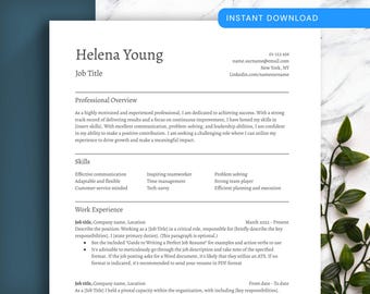 2025 ATS-friendly 1-column resume template. Easy-to-edit resume & CV bundle in Google doc, Word and Pages with cover letter and references.