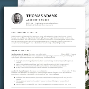 AESTHETIC Nurse clean Resume Template. Easy to edit template in Google Docs, Mac Pages and Word. Matching cover letter, fonts & icons bundle