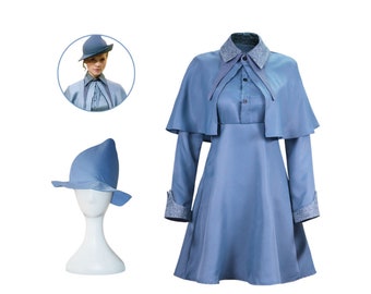 Wizard School Witch Fleur Isabelle Delacour Cosplay Costume Beauxbaton Magic Women School Uniform Hat Dress Suit Halloween