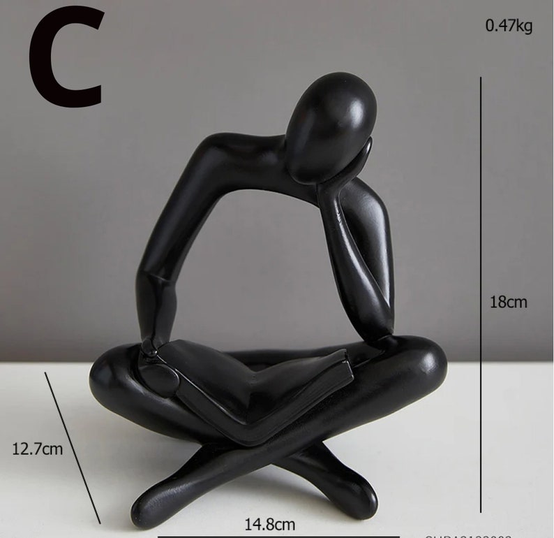 Reading Woman Statue Resin Abstract Thinker Desktop Sculptures Home Room Bedroom Figurine Ornaments Decoration C