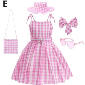 Meisjes Nieuwe Film Barbi Kostuum Margot Robbie Barbe Roze Top Broek Kids Halloween Cospaly Kinderkleding Set E