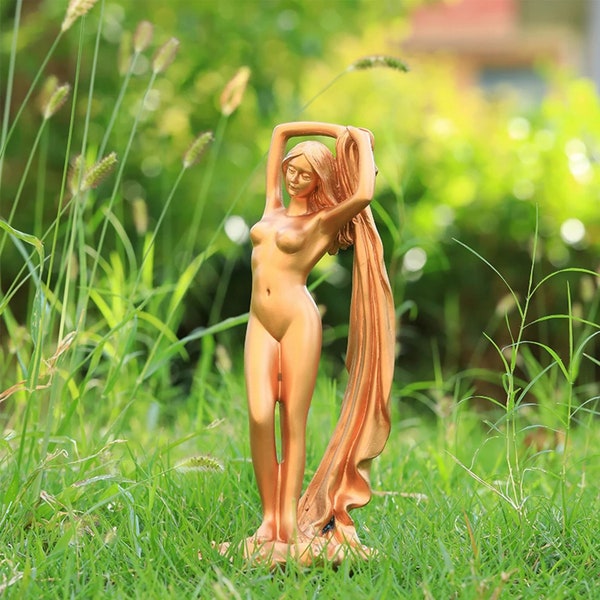 The Miniature Landscape Sculpture Of The Garden Gold Goddess Outdoor Decoration Resin Handicraft