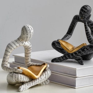 Reading Woman Statue Resin Abstract Thinker Desktop Sculptures Home Room Bedroom Figurine Ornaments Decoration image 1