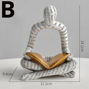 Reading Woman Statue Resin Abstract Thinker Desktop Sculptures Home Room Bedroom Figurine Ornaments Decoration B