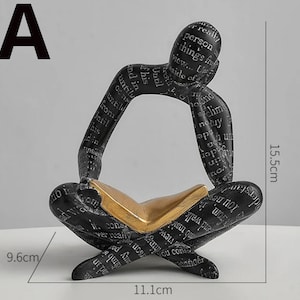 Reading Woman Statue Resin Abstract Thinker Desktop Sculptures Home Room Bedroom Figurine Ornaments Decoration A