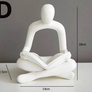 Reading Woman Statue Resin Abstract Thinker Desktop Sculptures Home Room Bedroom Figurine Ornaments Decoration D