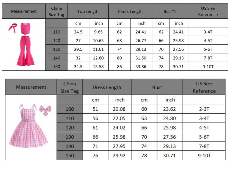 Girls New Movie Barbi Costume Margot Robbie Barbe Pink TopTrousers Kids Halloween Cospaly Children Clothes image 8