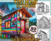 50 Tiny Home Exteriors Coloring Book Pages | Relaxing Adult and Teen Coloring Book Digital & Printable