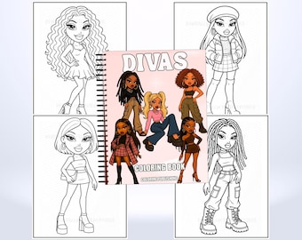Divas Malbuch: 30 Ausmalseiten mit Modepuppen - Spiralbindung
