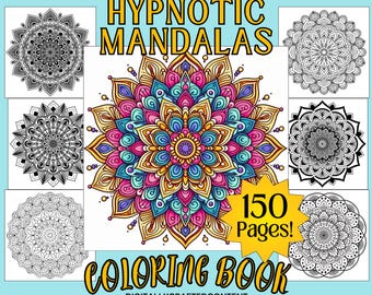 150 Mandala Malvorlagen | Druckbares & digitales Malbuch für Erwachsene | Persönliche und PLR Wiederverkaufsnutzung, Bonus Covers