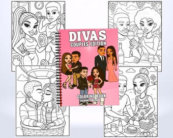Divas Couples Edition Mode-Malbuch: 30 Ausmalseiten, Puppen - Spiralbindung