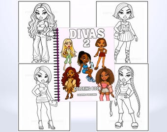 Divas 2 Malbuch: 30 Ausmalseiten mit Modepuppen - Spiral-Ausgabe (gedruckt)