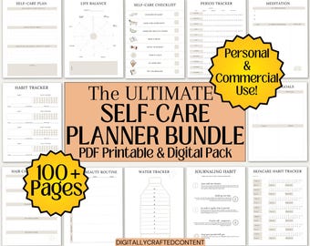 Self-Care-Planer-Bundle - Self-Care-Planer, Journal-Planer, Self-Care-Tracker, 30-Tage-Challenge druckbar und digital, kommerzieller Weiterverkauf