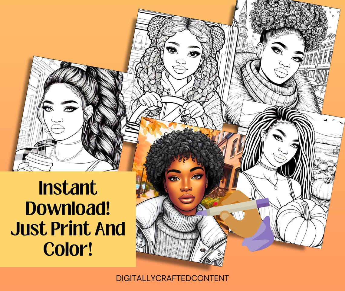 43 Black Women in Fall Coloring Pages | the Falling for Fall Coloring ...