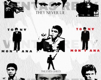 Arquivo SVG de Scarface com Al Pacino e Tony Montana | Cricut | SVG-PNG-EPS-DXF-PDF | Download instantâneo | Pacote SVG