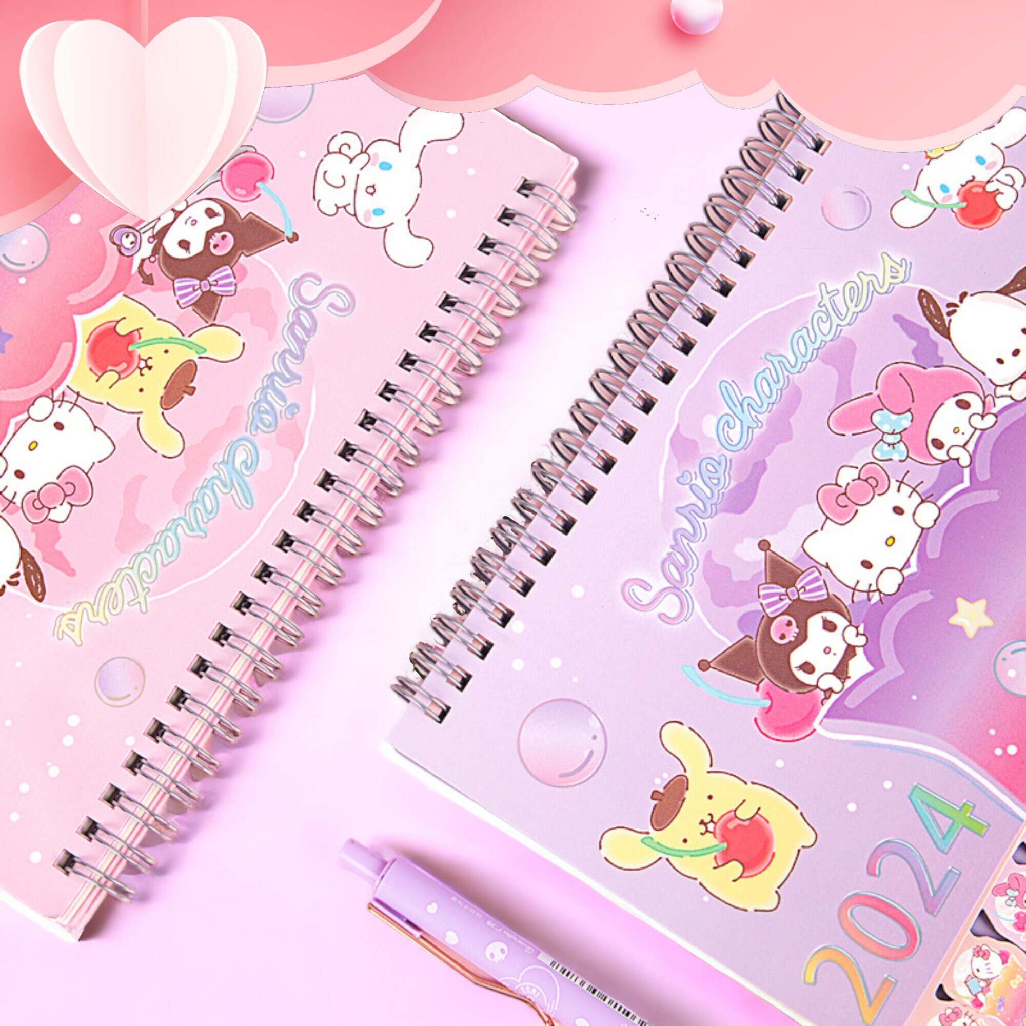 Hello Kitty Desk Calendar Sanrio 2024 Weekly Planner Cute Etsy