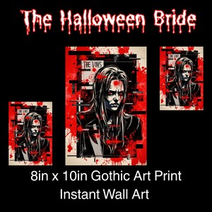 The Halloween Bride – 8x10 Vampire Bride Wall Art, Gothic Horror Printable, Bloody Wedding Decor, Halloween Digital Download